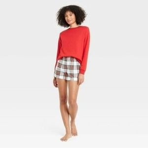 Stars Above Women's Pajama Set in Tartan White Plaid, size Medium